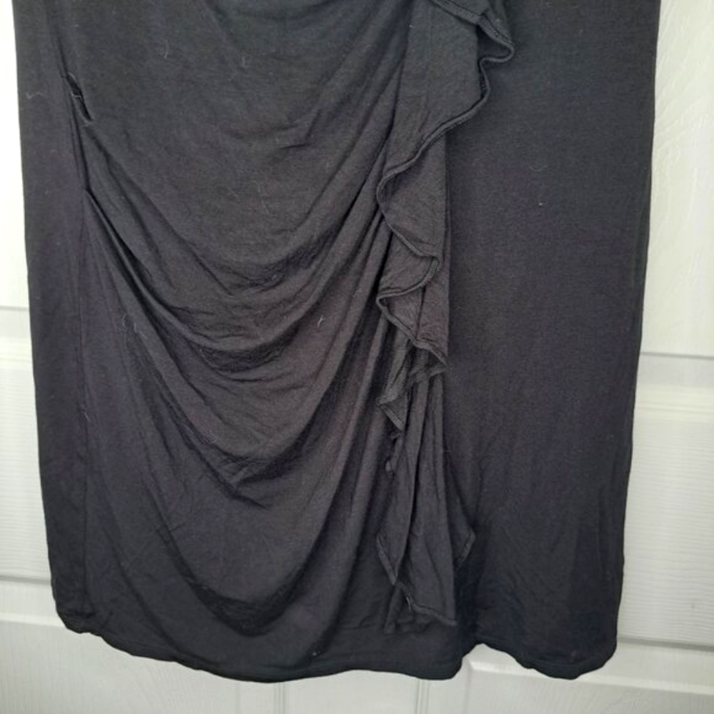 White House Black Market Black Ruffle Mini Dress Size Medium - Picture 4 of 6